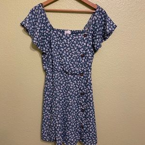 Deep teal floral mini dress